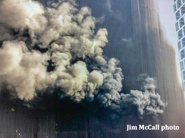 smoke from a fire inside a parking garage