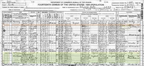 The 1920 Census for Peter John McAndrews
