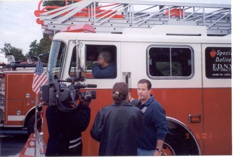 Seagrave ladder truck being delivered to NYC immediately following the attacks of 9/11/01