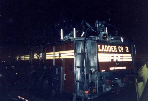 FDNY Ladder 3 pulled from the rubble of the 9/11 terrorist attacks