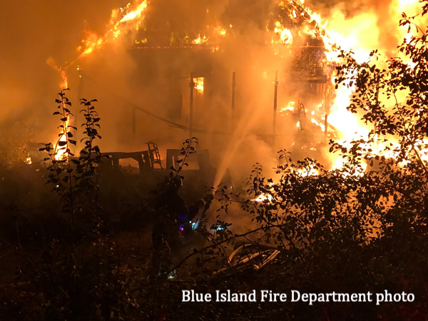 Blue Island junk yard fire