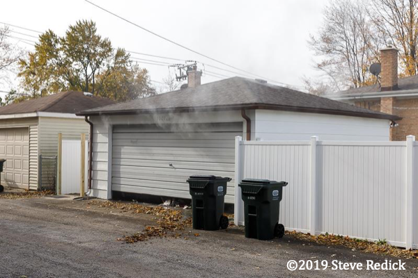 alley garage fire in Morton Grove IL