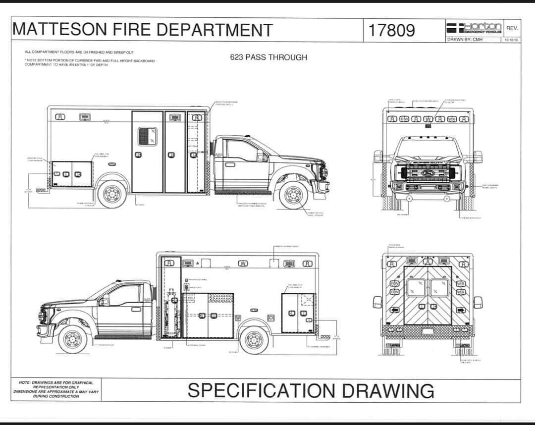 drawing of Horton ambulance for the Matteson FD