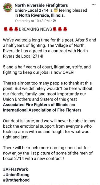 North Riverside Firefighters Union-Local 2714 Firefighters get contract
