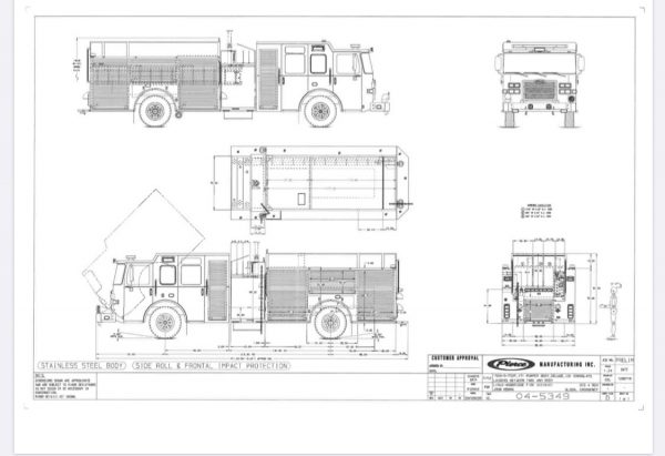 drawing of new Pierce fire engine