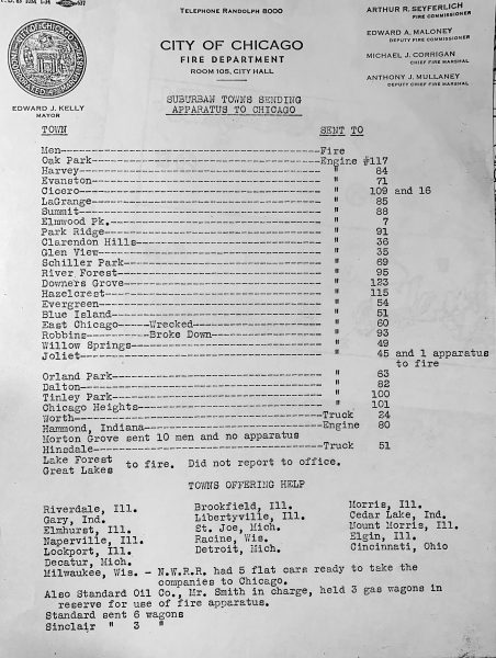 vintage Chicago Fire Department historical record