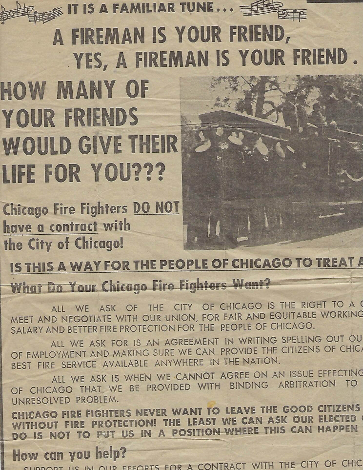 full page ad prior to the 1980 Chicago Firefighter Strike