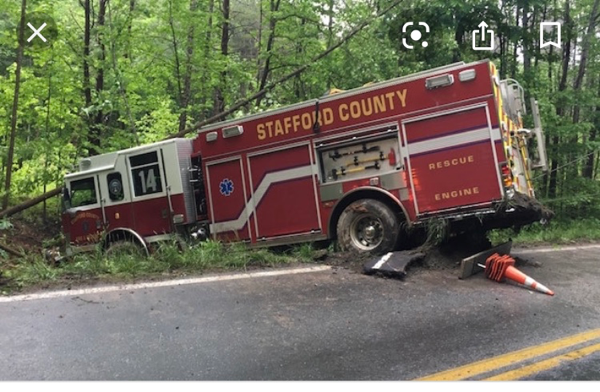 Stafford County fire engine after a crash
