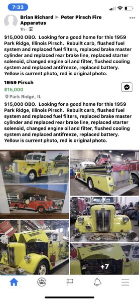 1959 Pirsch fire engine for sale