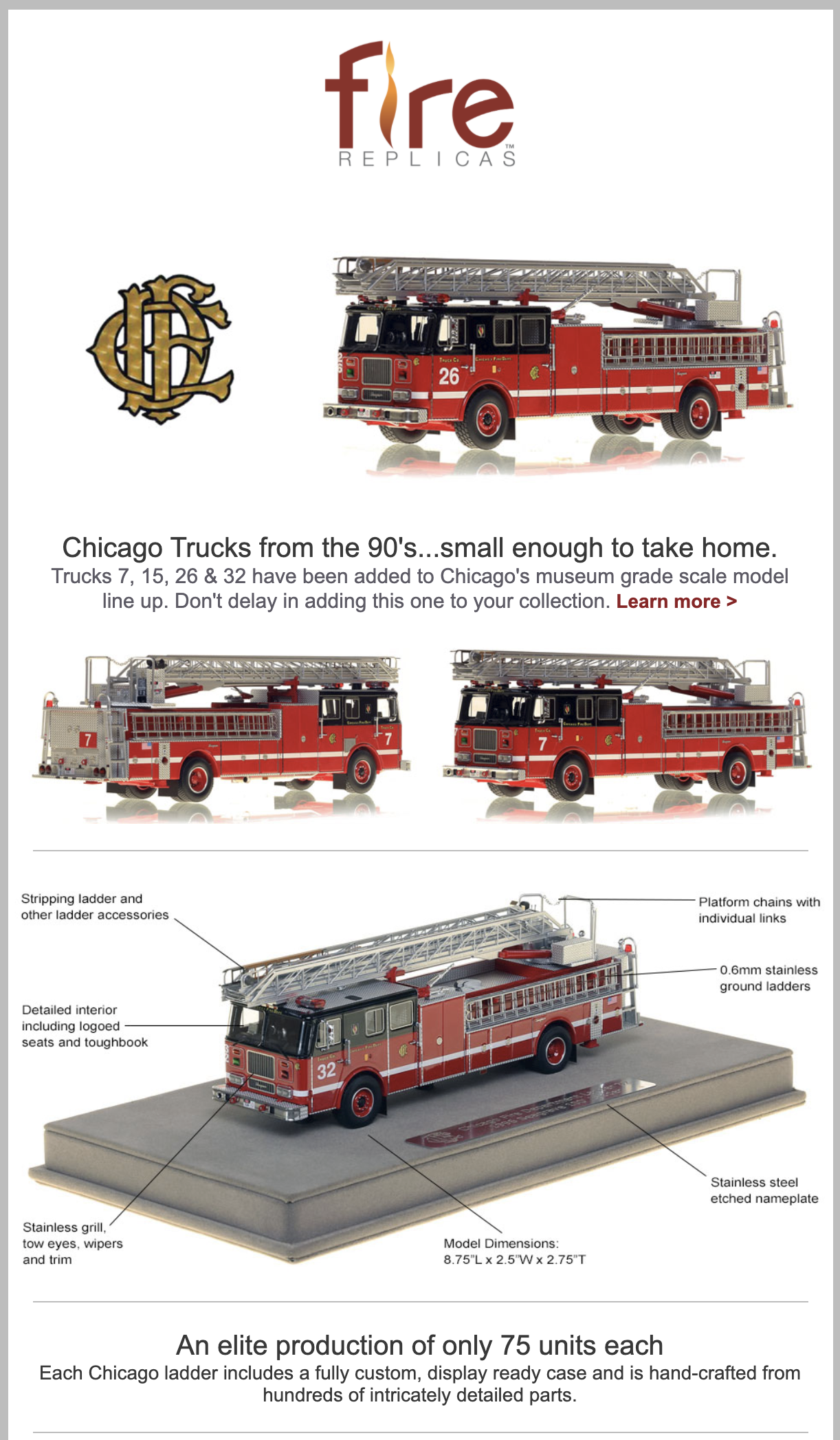 Fire Replica die-cast fire truck models