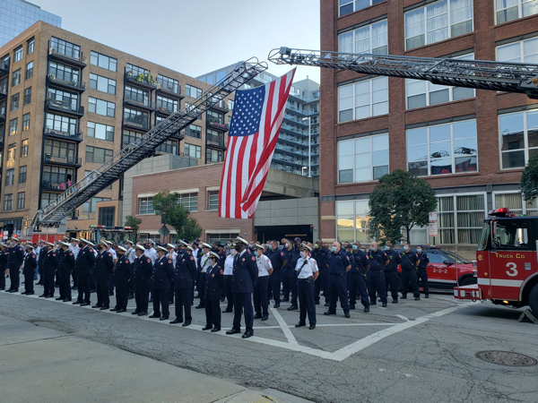 The Chicago Fire Department along with family & friends held the 10th Year Ceremonial Bell Ringing for fallen Firefighter Christopher Wheatley. CFD received its first new fireboat decades in 2011 and it was named after Wheatley
