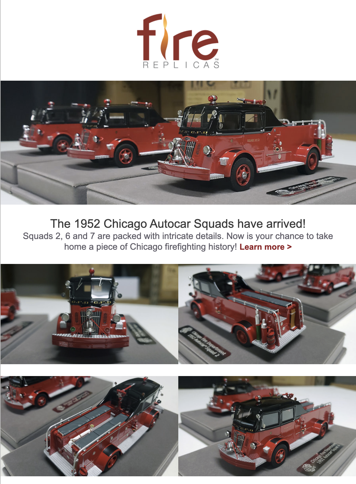 Fire Replicas 1952 Chicago FD Autocar squad models