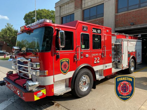 new Pierce fire engine in Evanston