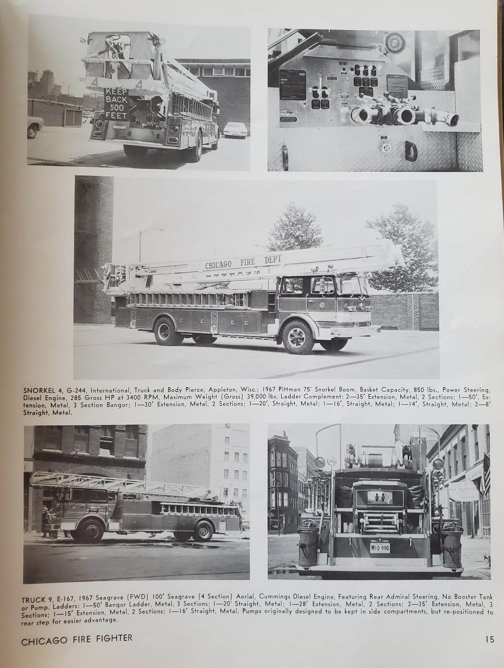 new Chicago fire trucks circa 1967