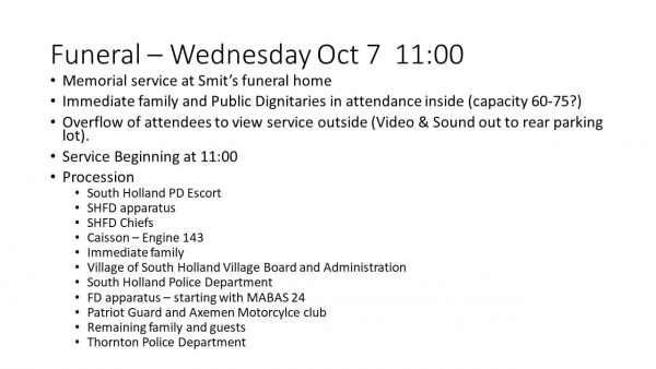 Funeral arrangements for South Holland FD FF/PM Dylan Cunningham