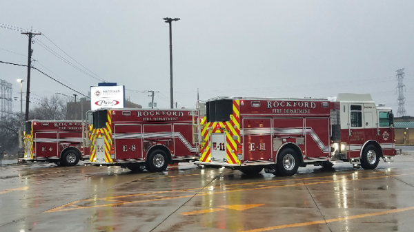 Three 2020 Pierce Enforcer PUC fire engines for the Rockford Fire Department