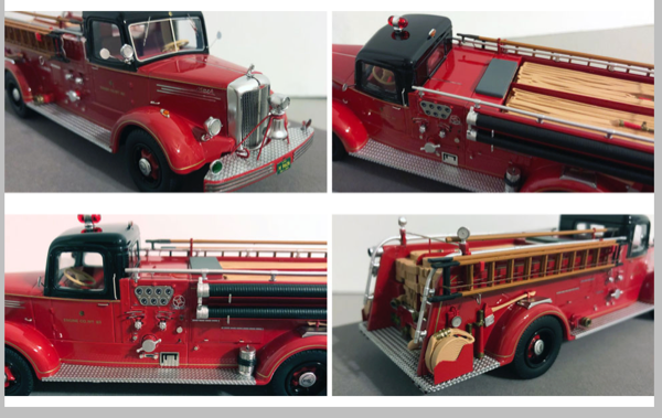 Diecast model of 1949 Chicago FD Mack fire engine 