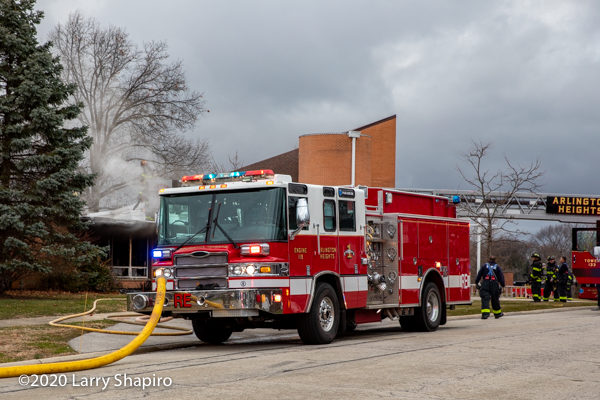Pierce Quantum fire engine at fire scene