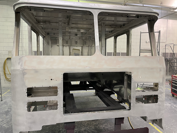 fire truck cab being fabricated