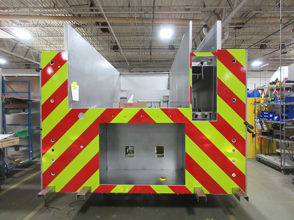 E-ONE stainless steel fire engine being built