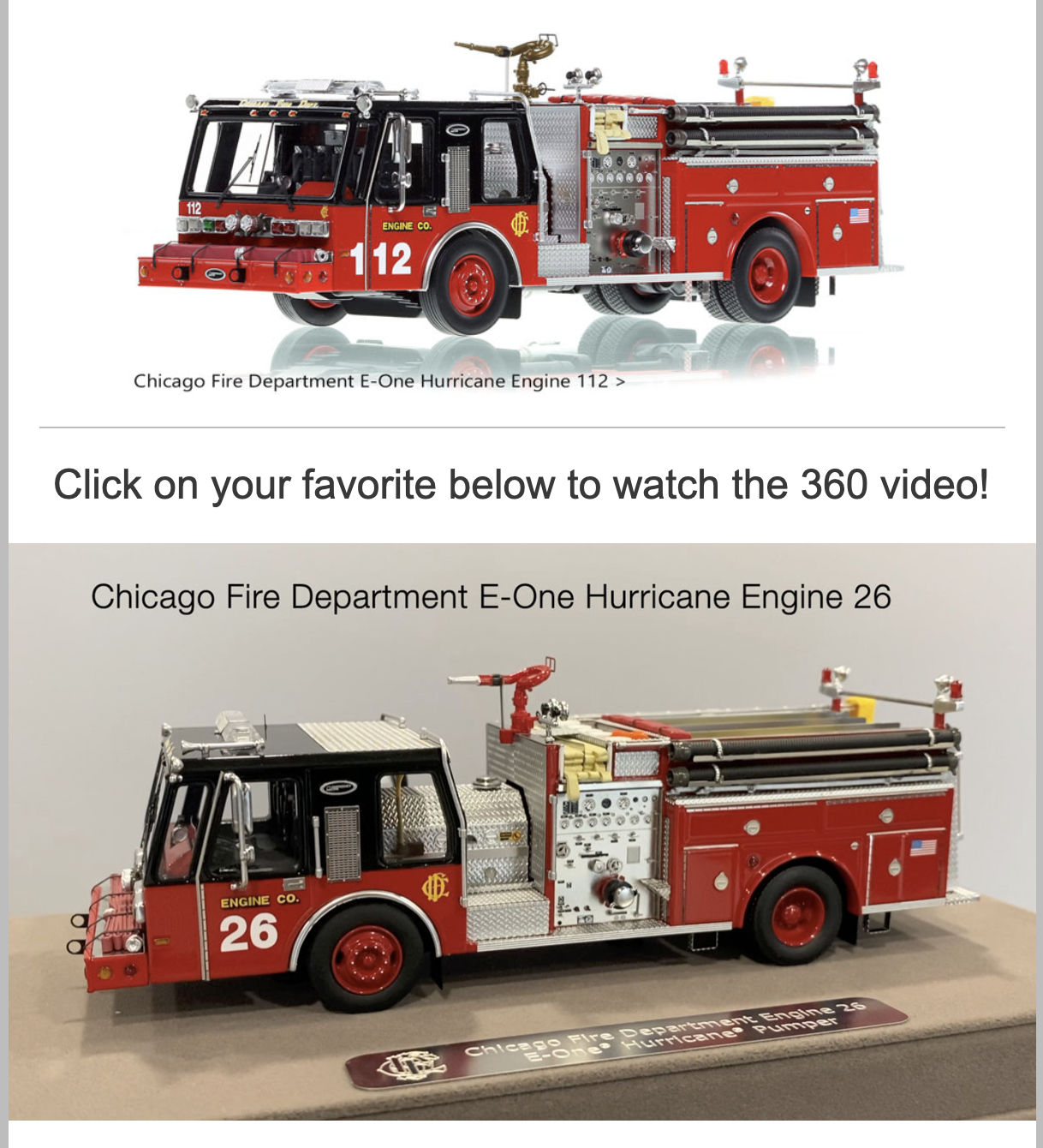 Fire Replicas 1985 E-ONE Hurricane fire engines in Chicago