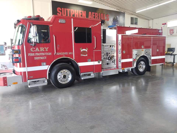 Final inspection of the new Sutphen fire engine for the Cary FPD in Illinois