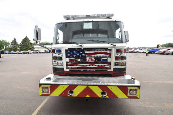 American flag fire engine grille