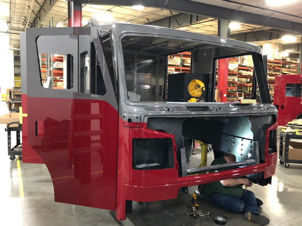 new Rosenbauer Commander cab after being painted