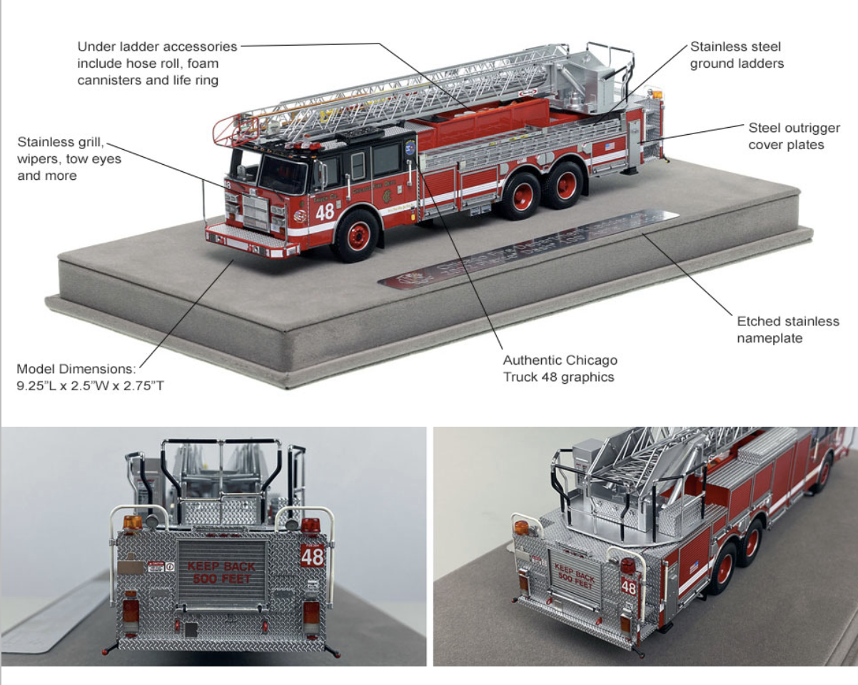 Fire Replicas model of Chicago FD Truck 48 Pierce Dash