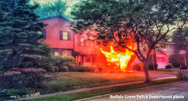garage fire at 439 Buckthorn Terrace in Buffalo Grove