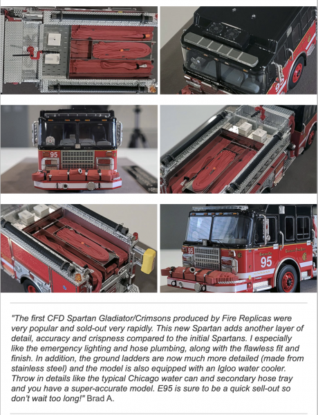 Fire Replicas model of Chicago FD Engine 95 - Spartan / Crimson