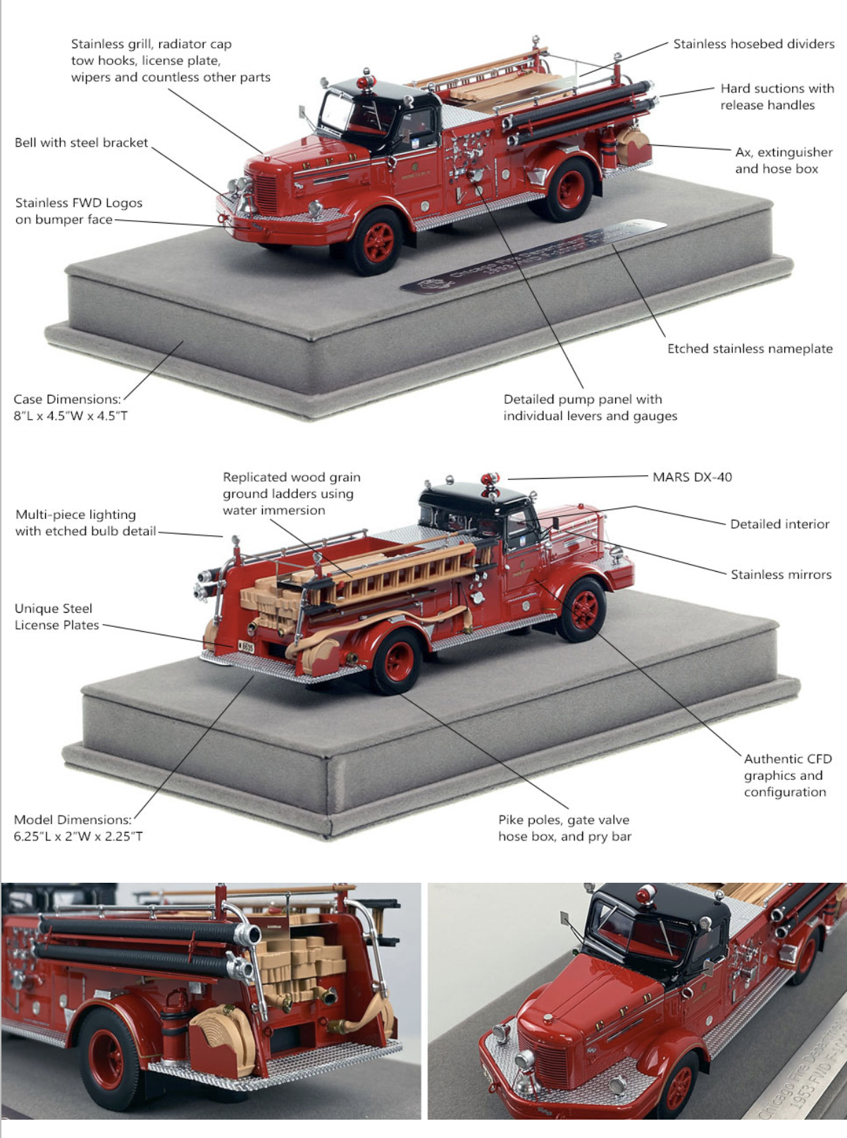 Chicago FD 1953 FWD fire engine replica model