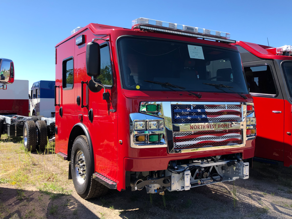 flag grille on Rosenbauer fire engine