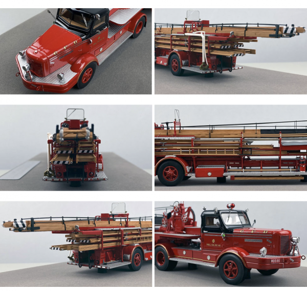 Fire Replicas model of Chicago FD 1954 FWD tractor-drawn aerial