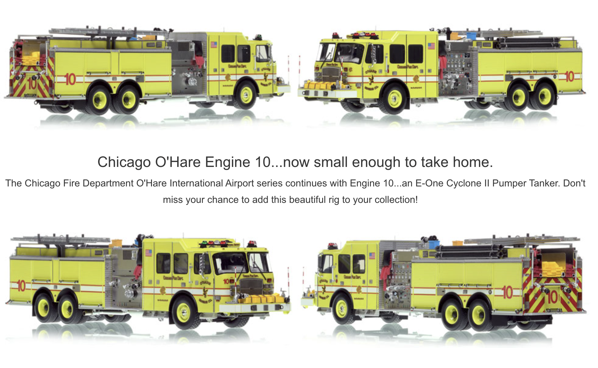 Fire Replicas model of CHICAGO O'HARE INTERNATIONAL AIRPORT 2014 E-ONE CYCLONE II - ENGINE 10