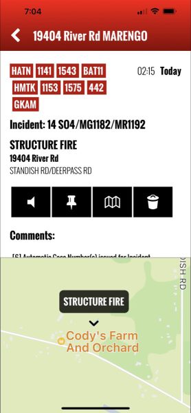 fire description in Marengo IL