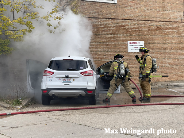 Northfiled Firefighters hitting a car fire
