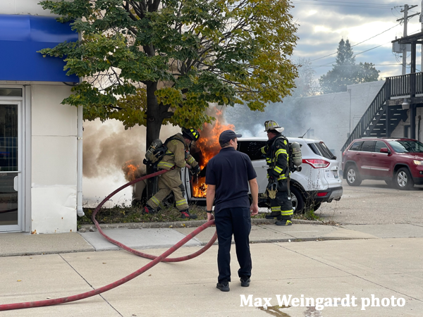 Northfiled Firefighters hitting a car fire