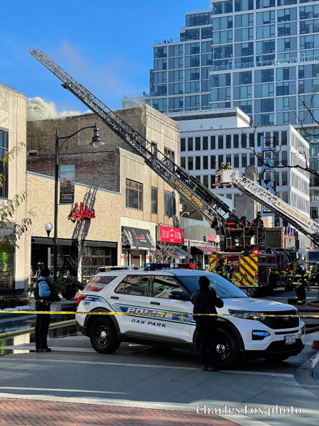 2-Alarm fire in a commercial building in Oak Park