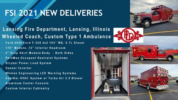 New Wheeled Coach Type 1 ambulance for the Lansing Fire Department in Illinois