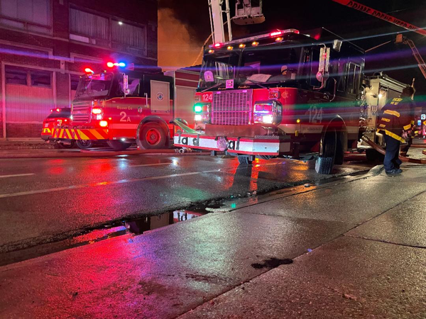 Chicago FD fire trucks at fire scene