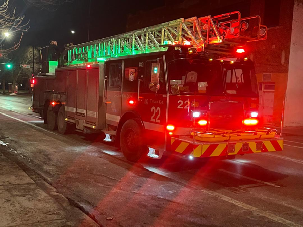 Chicago FD ladder truck at fire scene