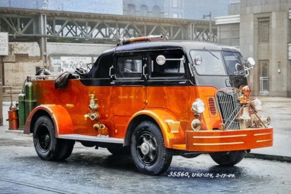 vintage Chicago FD Autocar squad