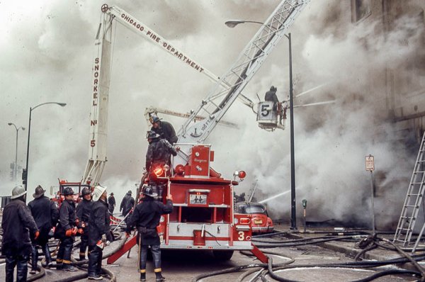 #chicagoareafire.com; #ChicagoFD; #historicfire; #5-11; #firefighters; #FireTruck; #Snorkel;