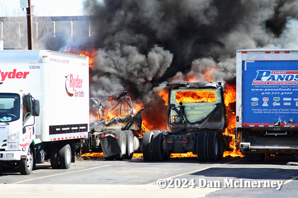 #chicagoareafire.com; #BensenvilleFD; #DanMcInerney; #truckfire; #firefighters; #flames; #smoke;