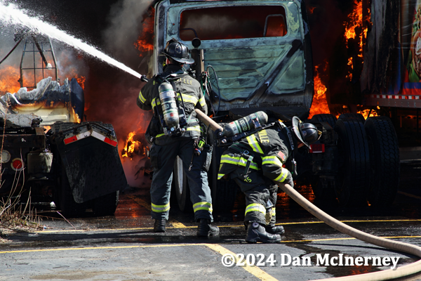 #chicagoareafire.com; #BensenvilleFD; #DanMcInerney; #truckfire; #firefighters; #flames; #smoke;