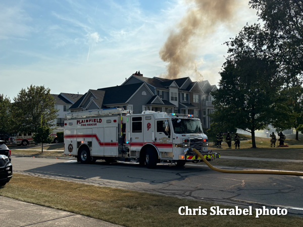 #chicagoareafire.com; #ChrisSkrabel; #PlainfieldFPD; #townhouse; #fire; #smoke; #FireTruck; #Pierce;