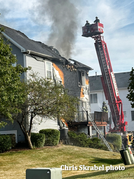 #chicagoareafire.com; #ChrisSkrabel; #PlainfieldFPD; #townhouse; #fire; #smoke; #FireTruck; #Pierce;