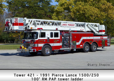 Lake Forest FD Tower 421 - 1991 Pierce Lance 1500-250 100' tower ladder
