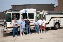 George and other fire apparatus enthusiasts documenting apparatus Mokena.
